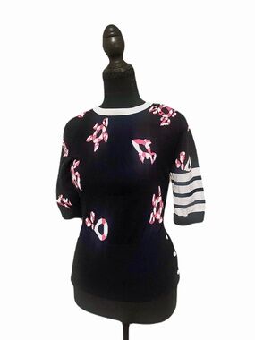 Thom Browne Navy Nautical Life Preserver Intarsia Knit 4 Bar Stripe
